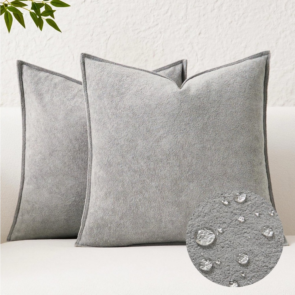 Waterproof Decorative Pillow Covers Grey 20x20 Pack of 2